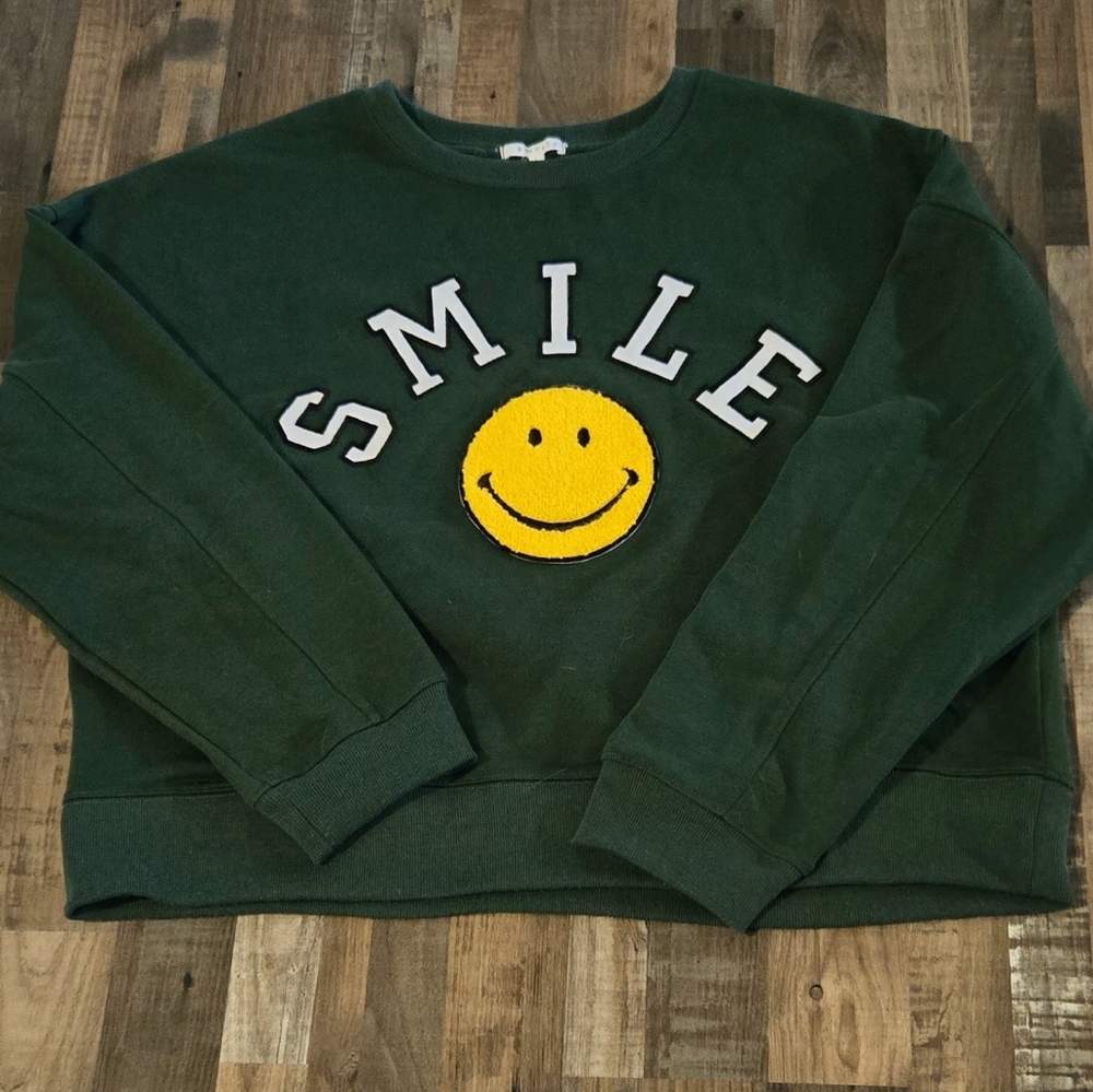 Green and Yellow Smiley Face Hoodie Sweatshirt